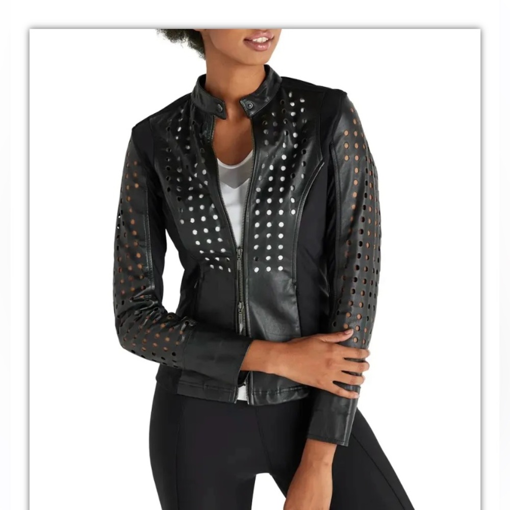 Anatomie Loretta perforated leather moto jacket ladies xl new.